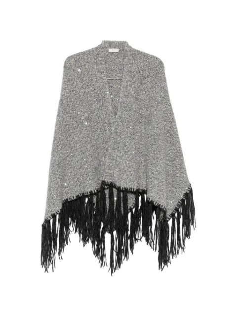 Peserico sequin-embellished fringed poncho