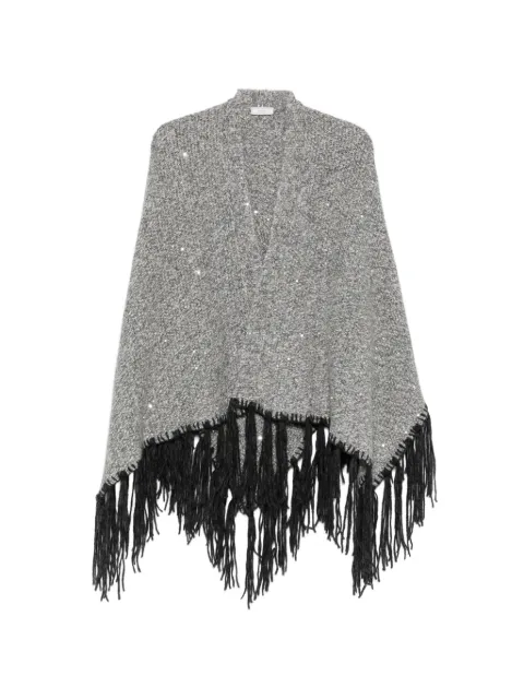 Peserico sequin-embellished fringed poncho