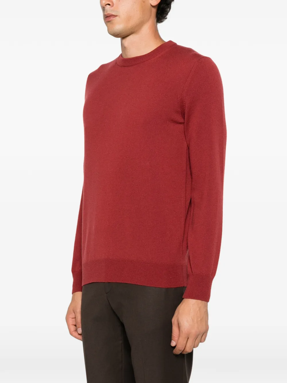 Kangra fine-knit crew-neck sweater Rood
