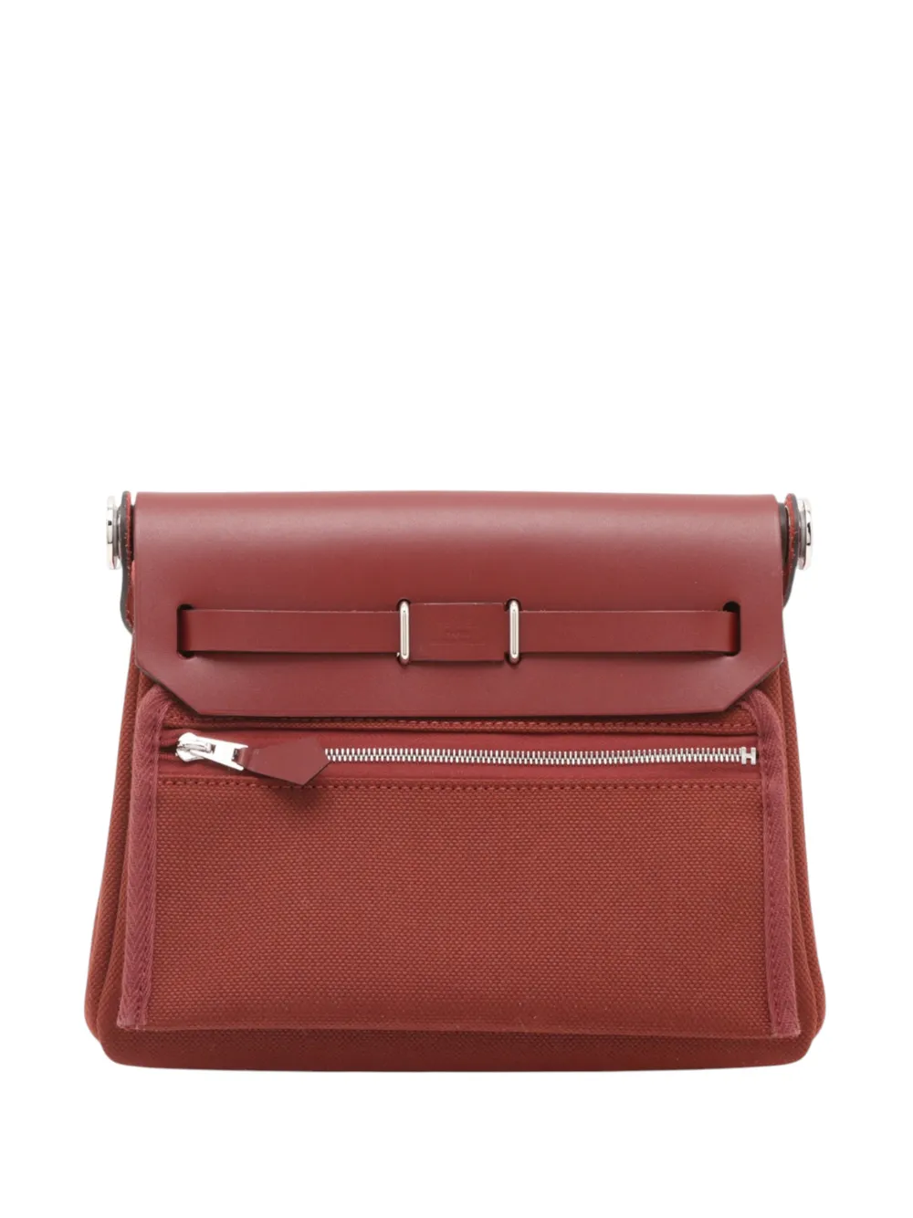Hermès Pre-owned 2025 Military Toile and Vache Hunter Herbag Zip 20 Crossbody Bag in Red, view 3