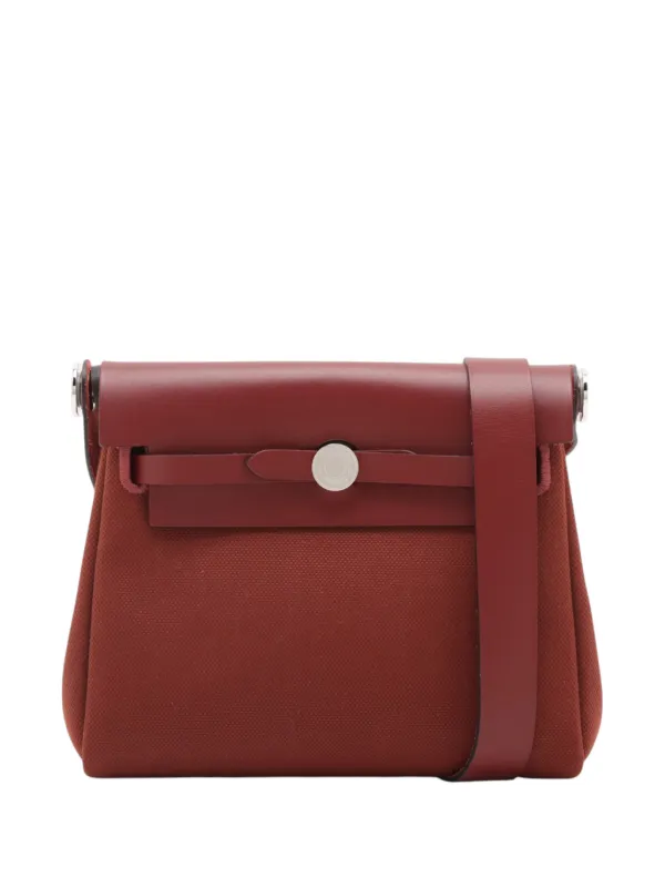 Hermès Pre-owned 2025 Military Toile and Vache Hunter Herbag Zip 20 Crossbody Bag in Red