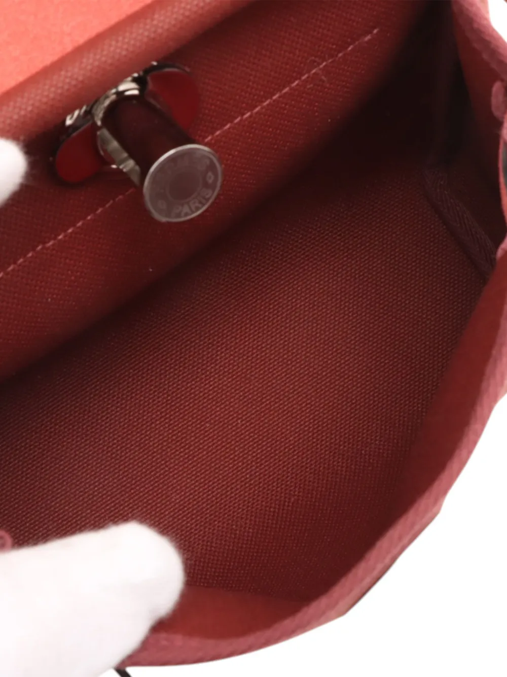 Hermès Pre-owned 2025 Military Toile and Vache Hunter Herbag Zip 20 Crossbody Bag in Red, view 5