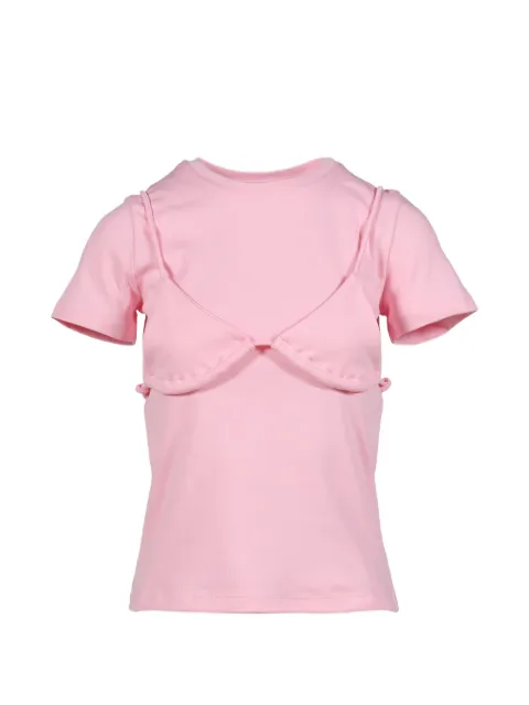 Sandy Liang Effie bralette-overlay short-sleeve T-shirt