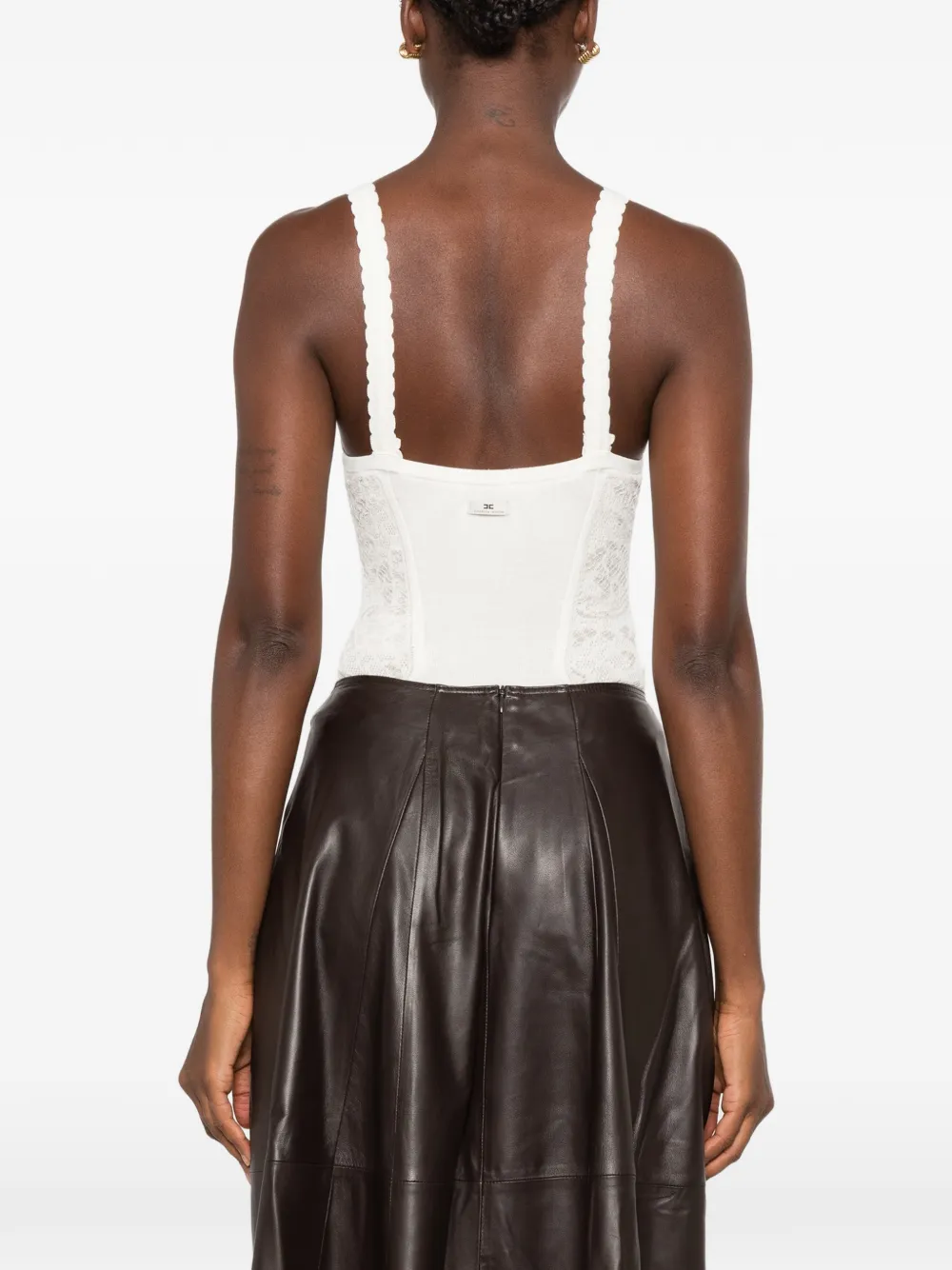 Elisabetta Franchi Mouwloze top Beige