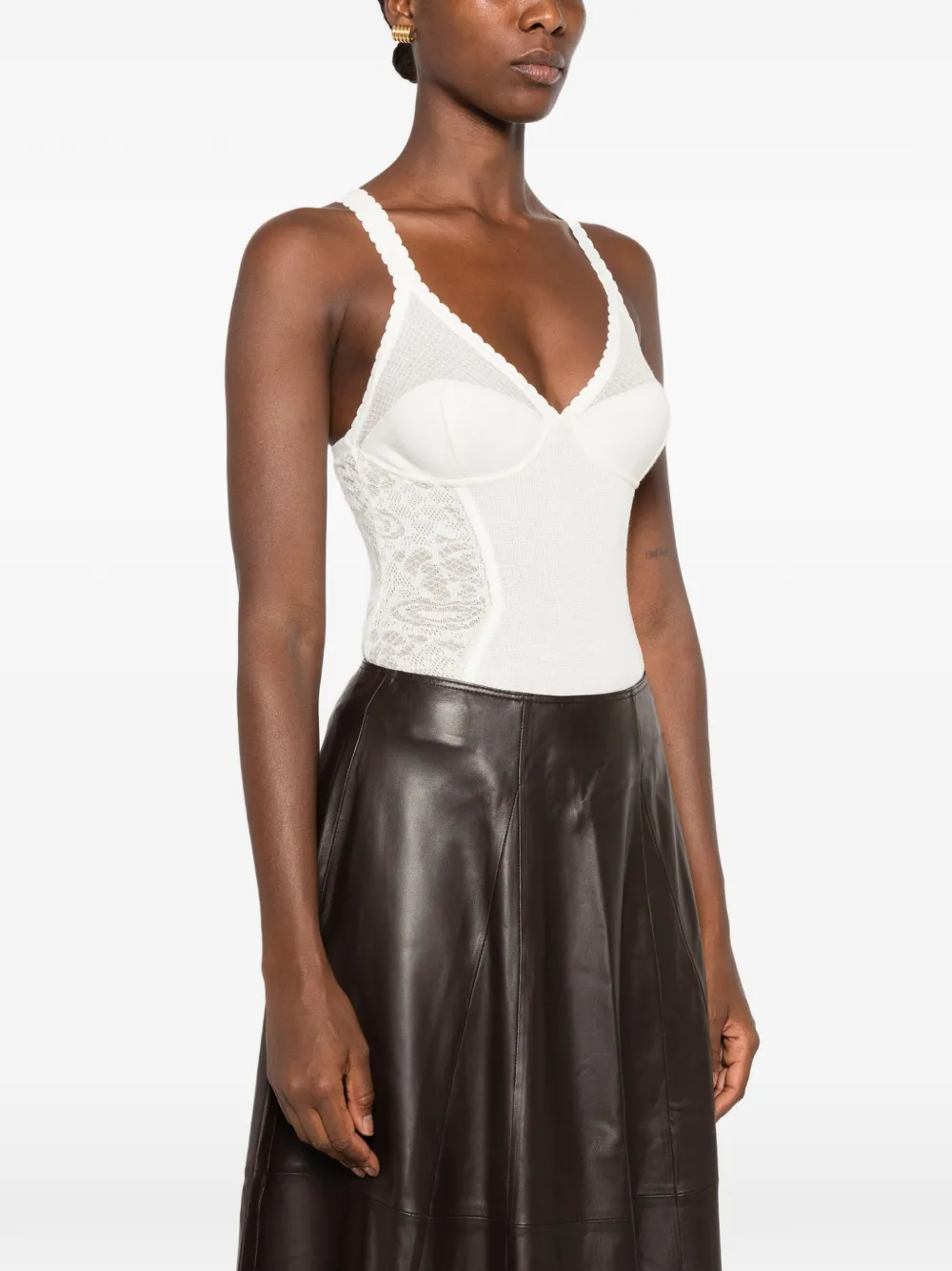 Elisabetta Franchi Mouwloze top Beige