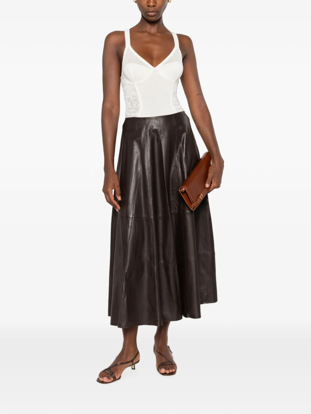 Elisabetta Franchi Mouwloze top Beige