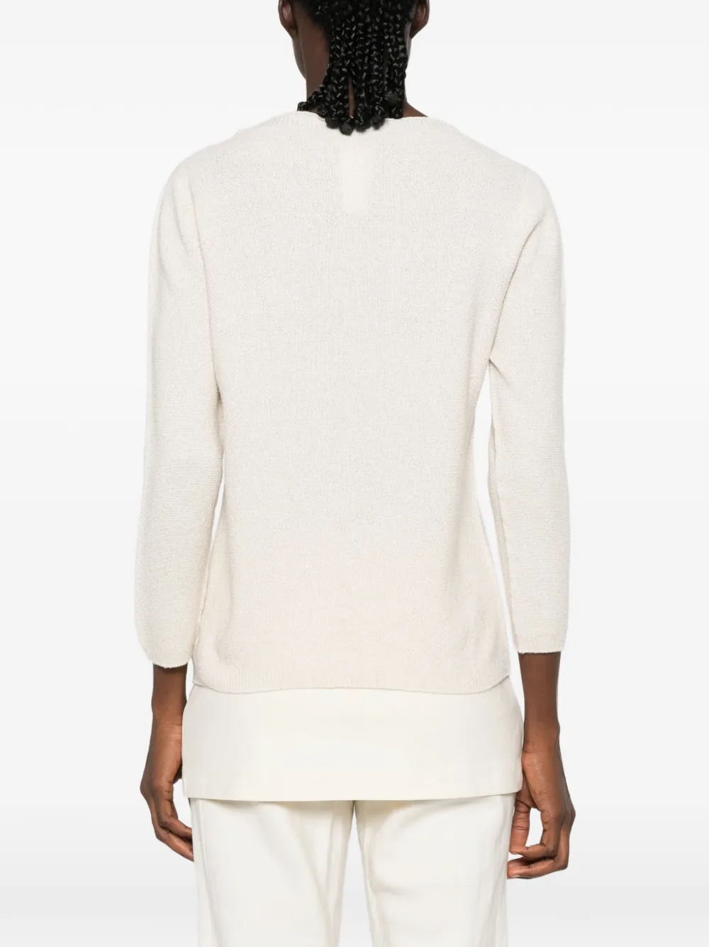 Fabiana Filippi Fijngebreide trui met cropped mouwen Beige
