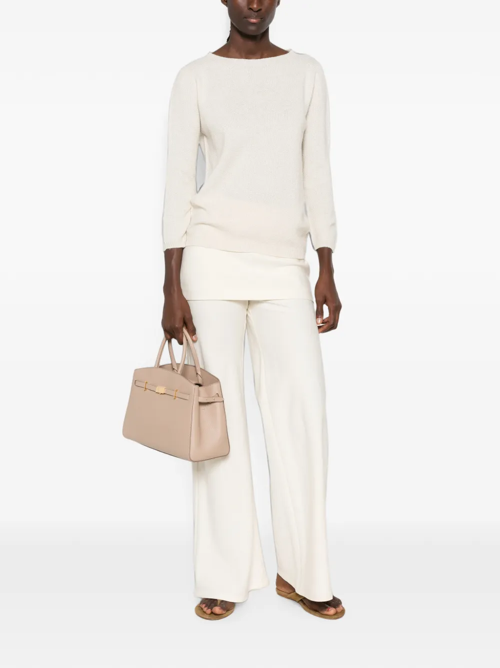 Fabiana Filippi Fijngebreide trui met cropped mouwen Beige