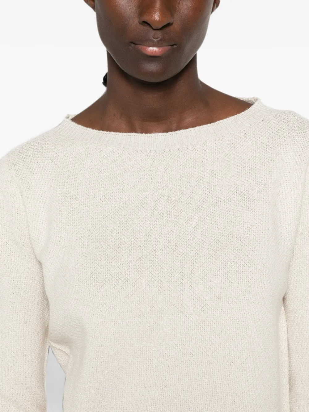 Fabiana Filippi Fijngebreide trui met cropped mouwen Beige