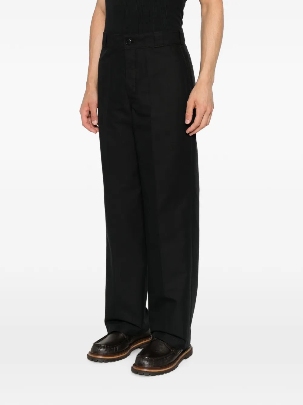 Prada Broek met persvouwen en logo-plakkaat Zwart