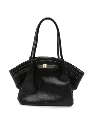 JW Pei Mini Hana contrast-stitch Pebbled Tote Bag | Black | FARFETCH