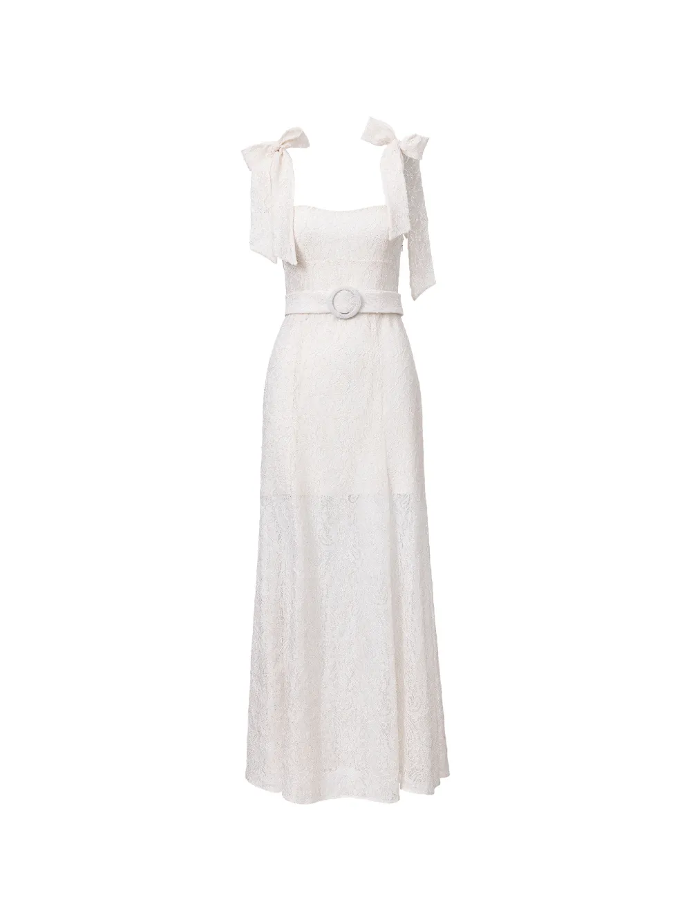 LITA COUTURE ribbon-strap belted maxi dress
