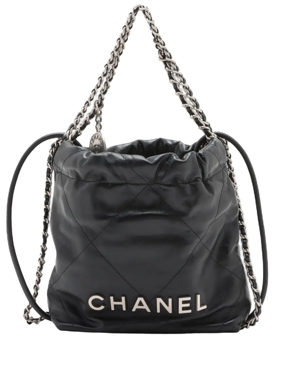 CHANEL Pre-Owned 2021-2026 Mini Shiny Calfskin 22 Handbag satchel - Nero