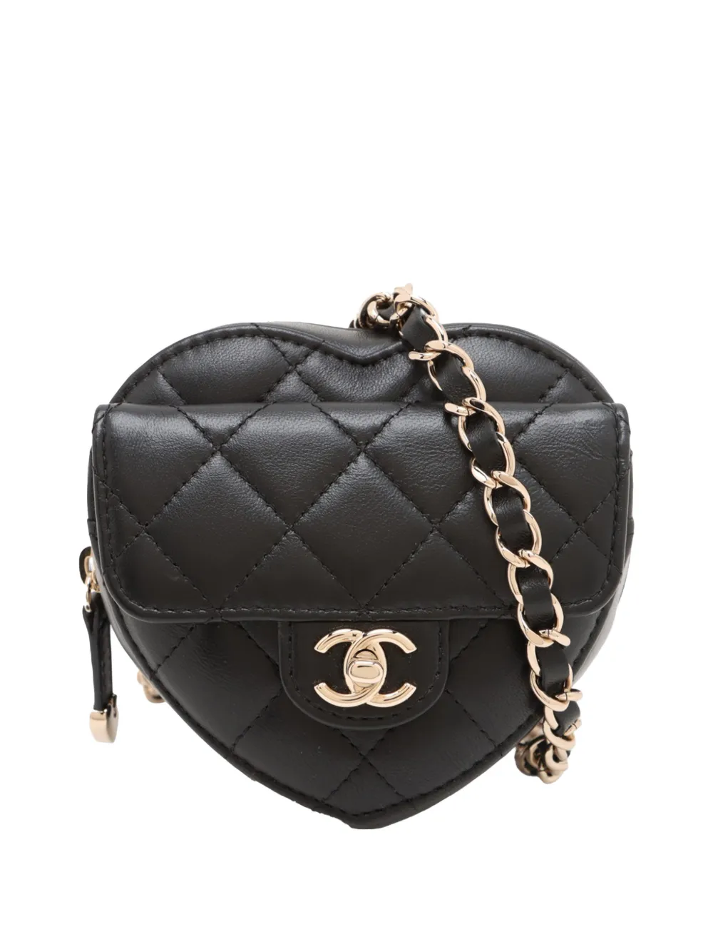 CHANEL Pre-Owned 2021-2026 Mini Lambskin CC in Love Heart belt bag - Nero