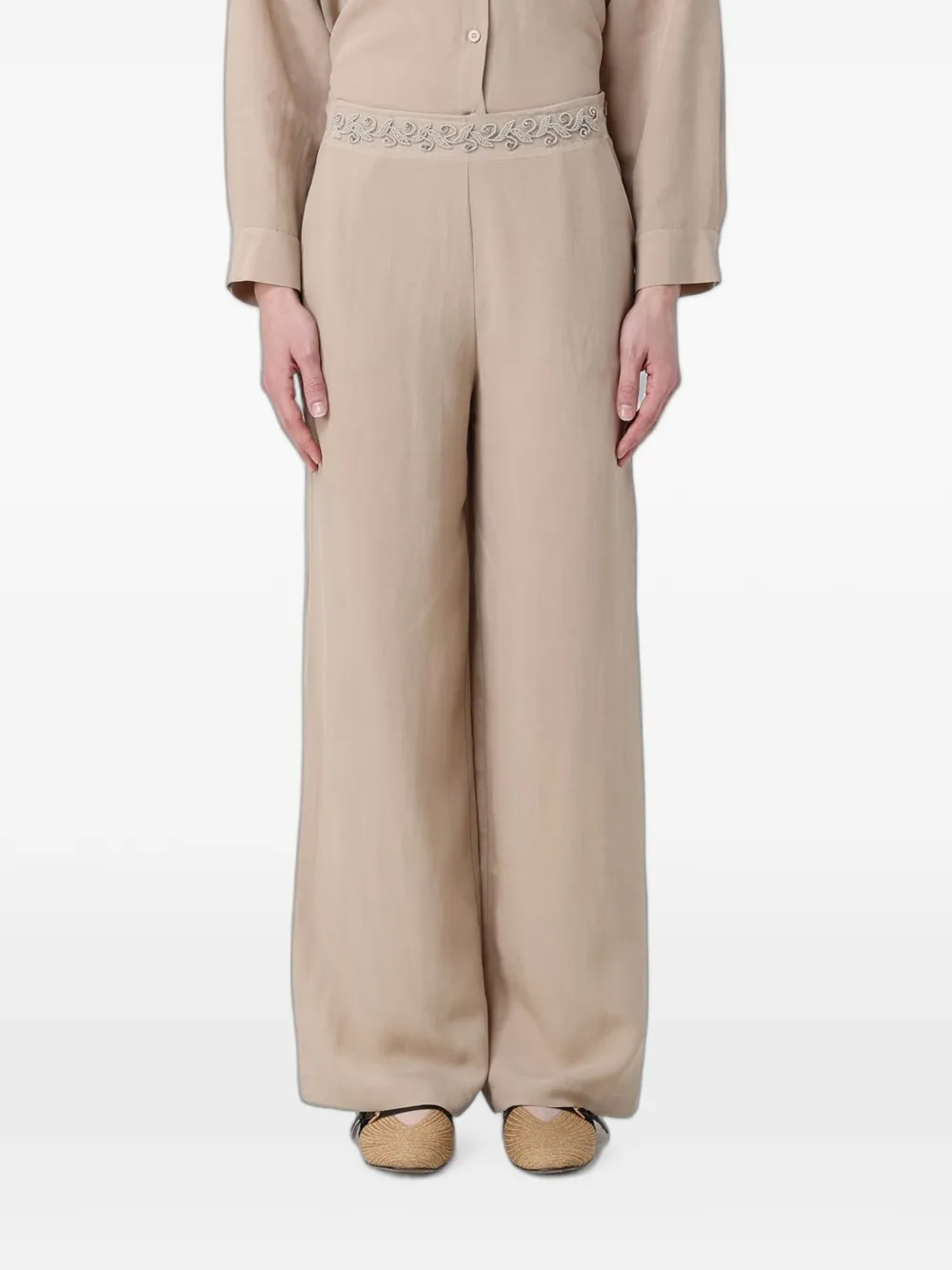 Hanita embroidered palazzo pants - Toni neutri