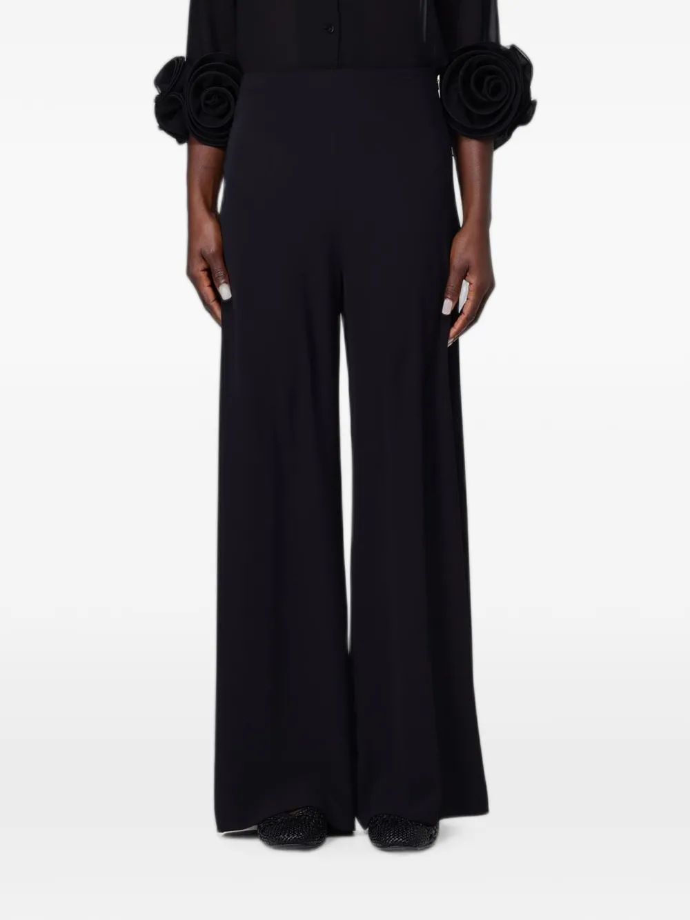 Hanita crepe wide-leg trousers - Nero