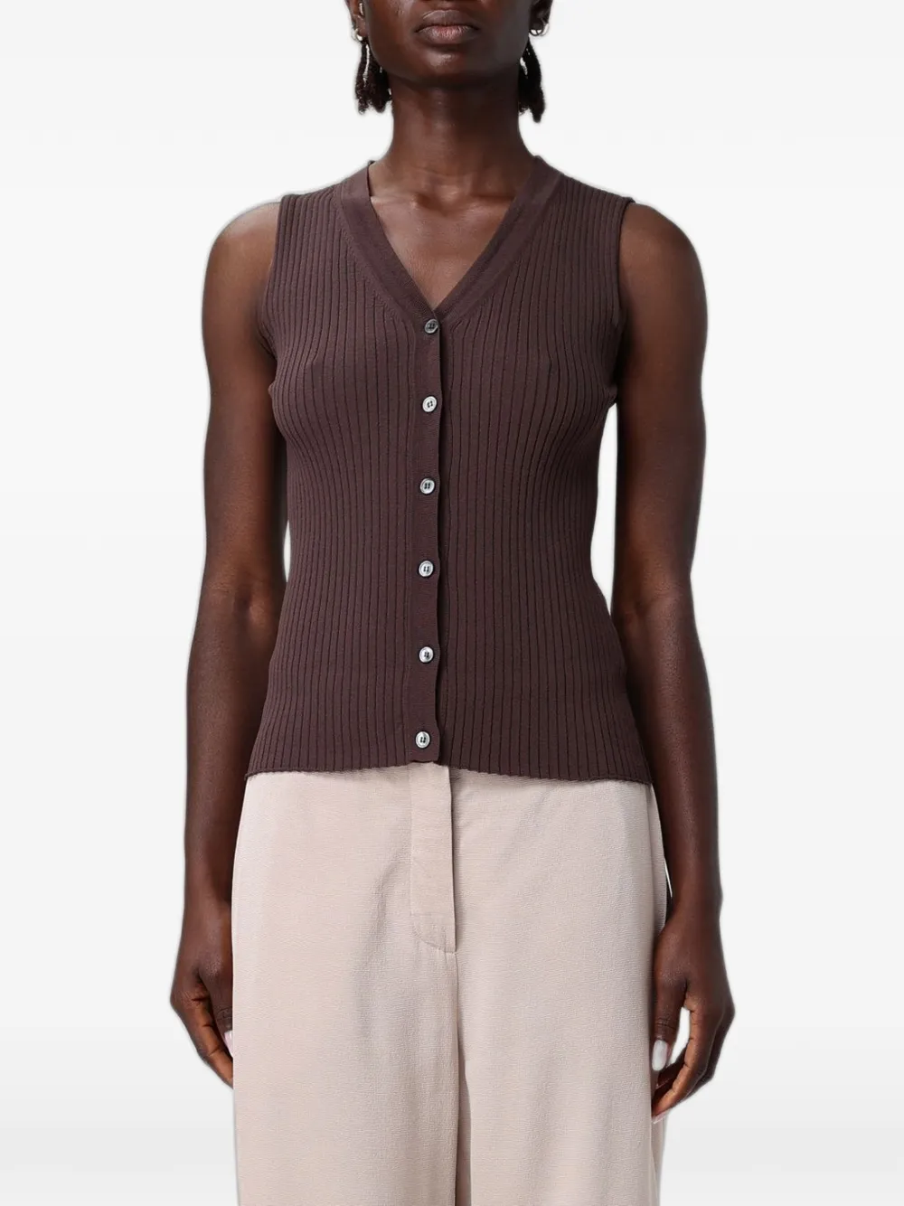 Antonio Marras ribbed-knit V-neck gilet - Braun