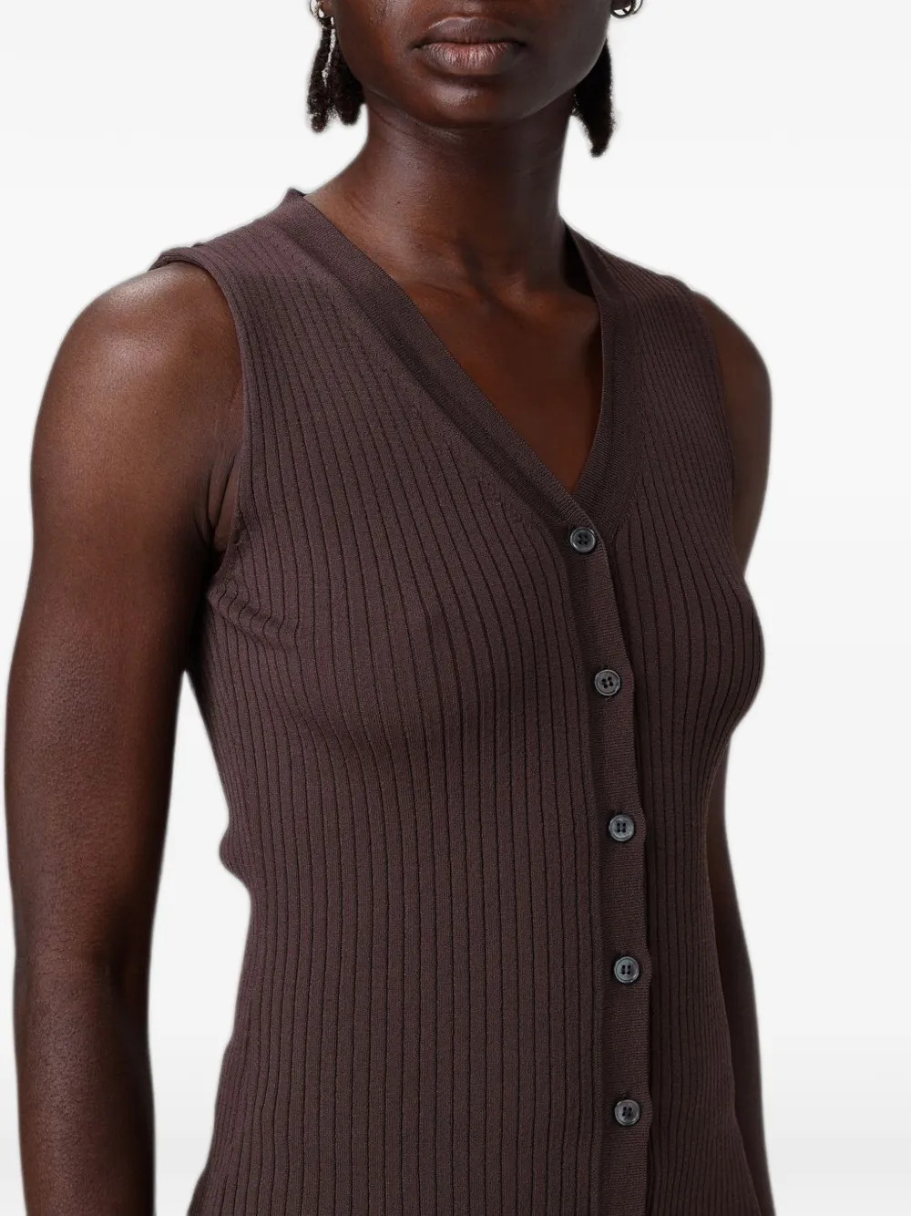 Antonio Marras Ribgebreid gilet Bruin