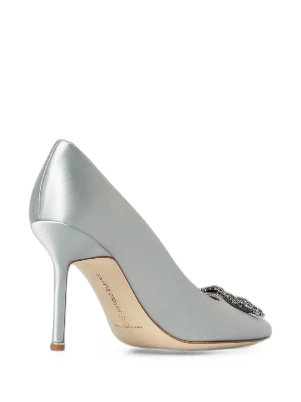 Manolo Blahnik Hangisi jewel-buckle pumps Blauw