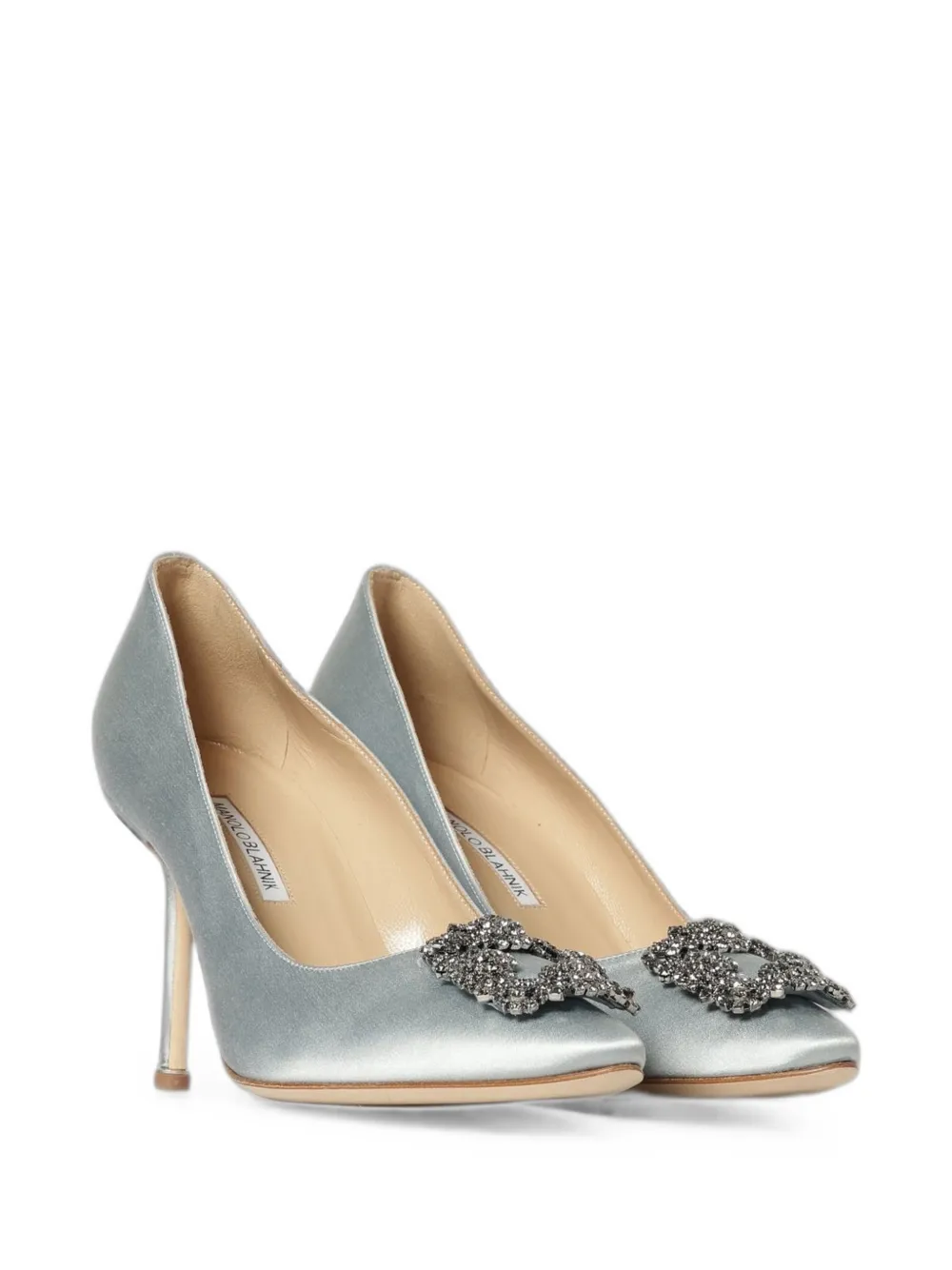Manolo Blahnik Hangisi jewel-buckle pumps Blauw