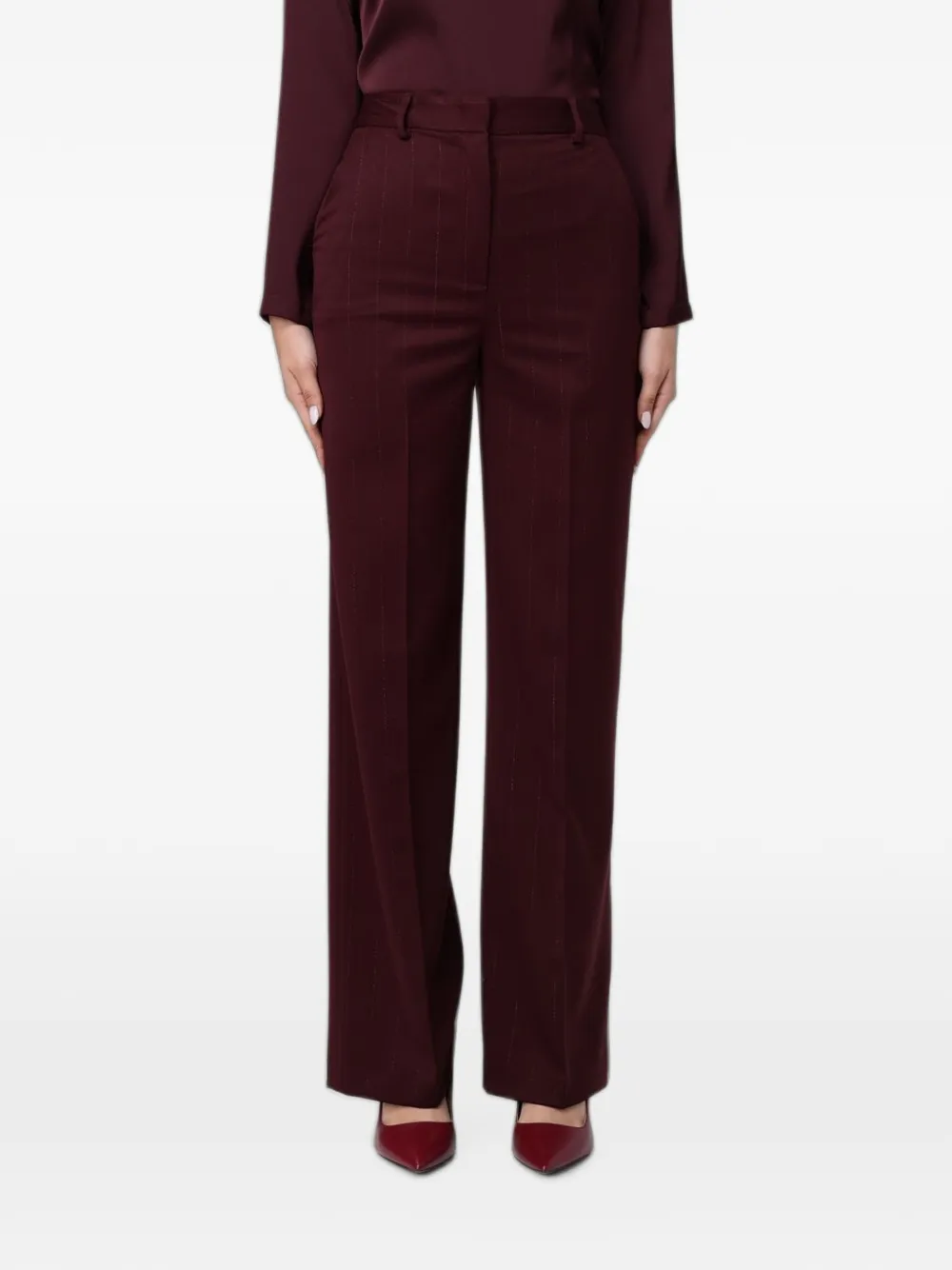 Hanita pinstripe wide-leg trousers - Rosso