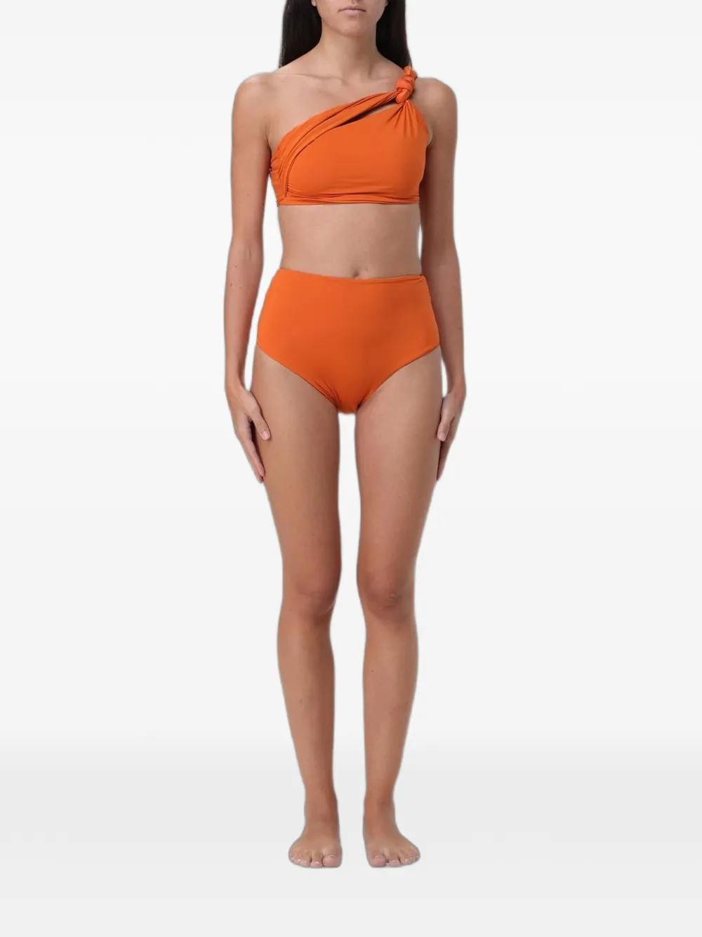 Maygel Coronel knot-detail one-shoulder bikini - Arancione