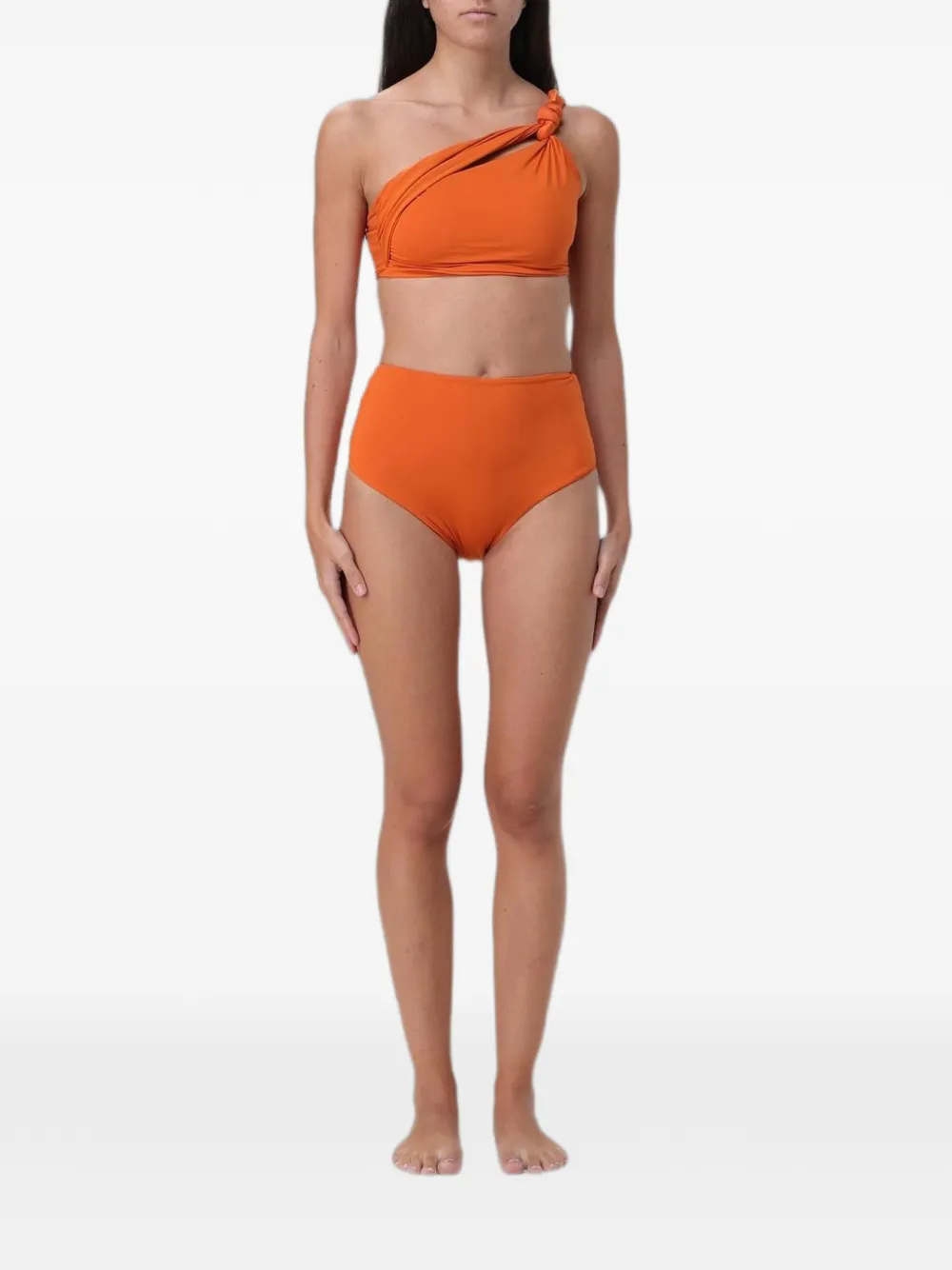 Maygel Coronel knot-detail one-shoulder bikini - Arancione