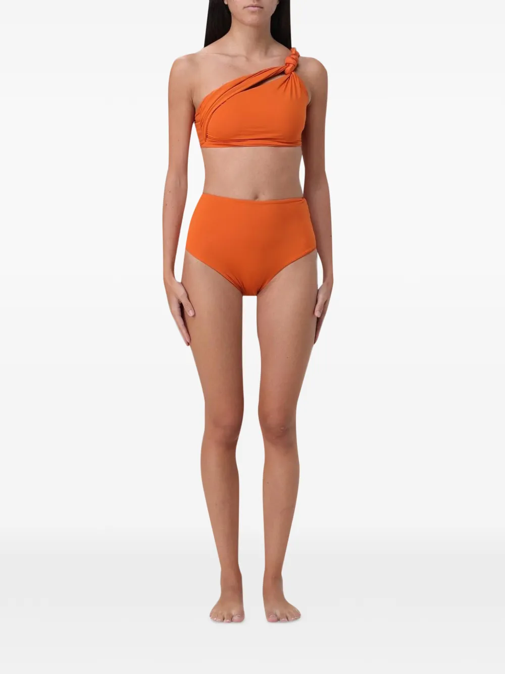 Maygel Coronel knot-detail one-shoulder bikini - Arancione