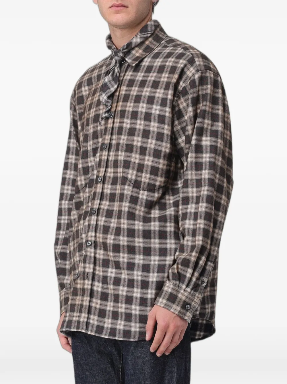 DSQUARED2 x Magliano Butch geruit overhemd met gestrikte hals Bruin