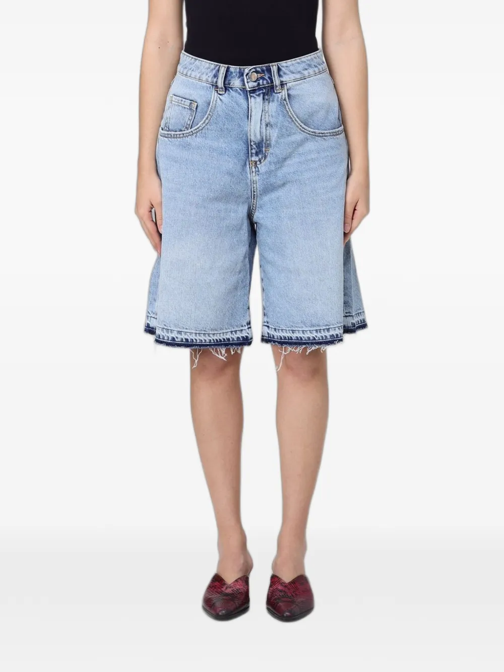 ICON DENIM Lulu raw-edge denim shorts - Blu