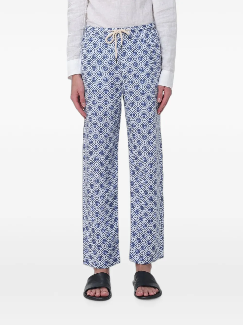 PENINSULA SWIMWEAR geometric-print straight-leg trousers - Blu
