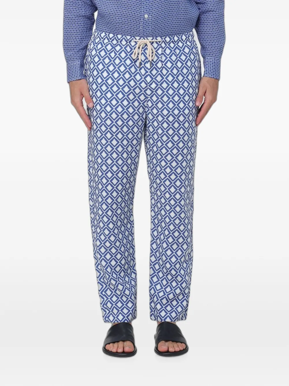 PENINSULA SWIMWEAR geometric-print linen trousers - Blau