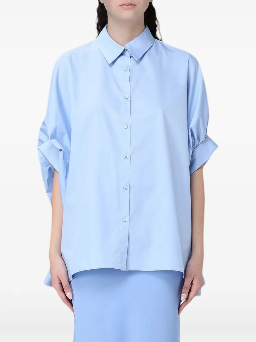 Hanita gathered short-sleeve shirt - Blau