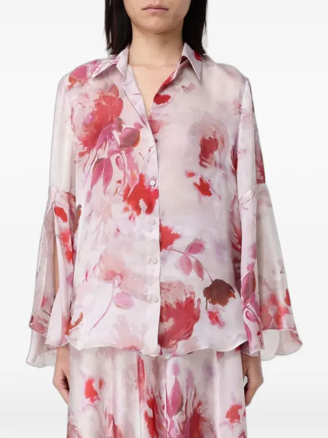 Hanita floral-print bell-sleeve shirt