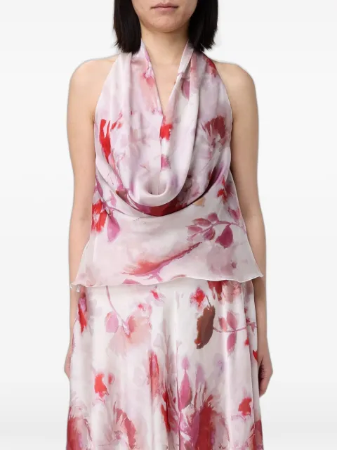 Hanita floral-print cowl-neck top