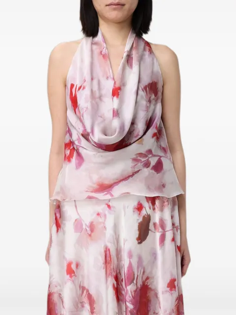Hanita floral-print cowl-neck top