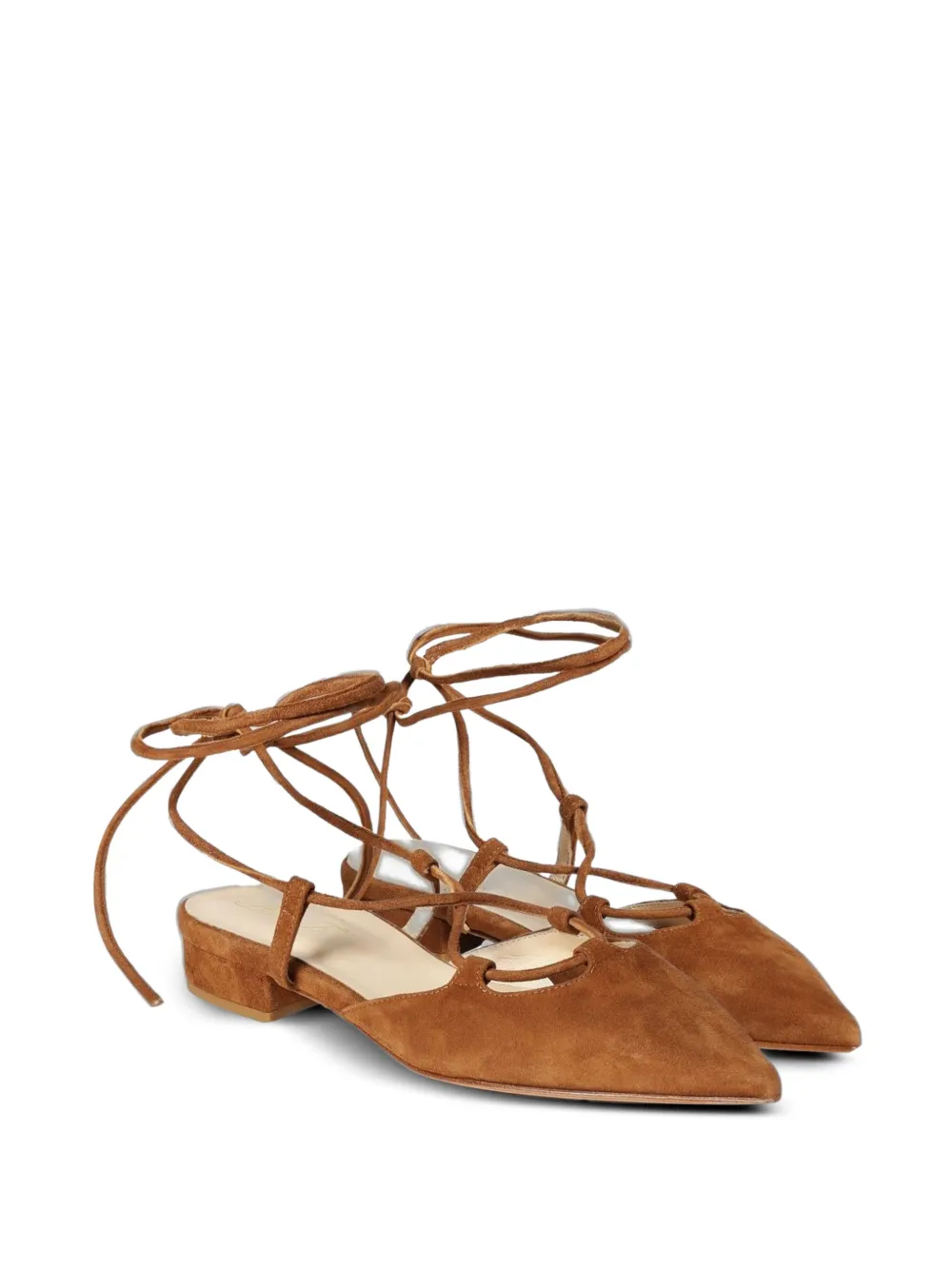 Anna F. suede pointed-toe ballet flats Bruin