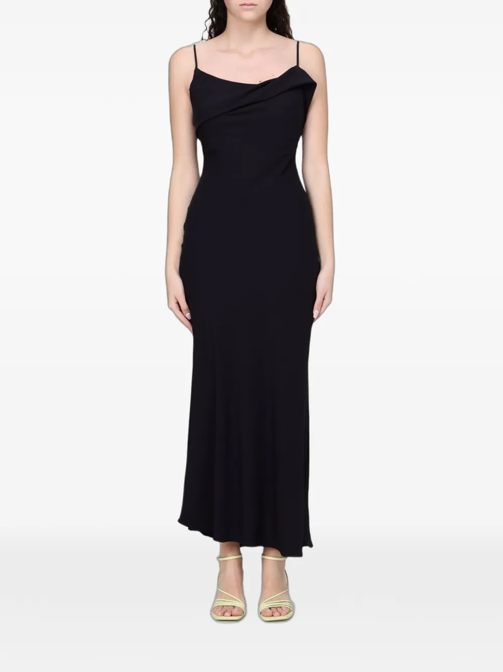 Hanita asymmetric-hem maxi dress - Schwarz