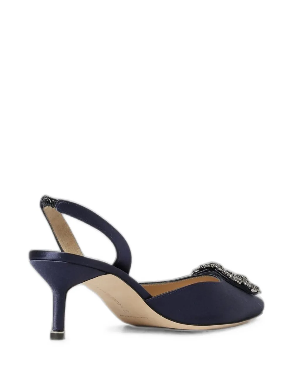 Manolo Blahnik Hangisli crystal-buckle slingback pumps Blauw