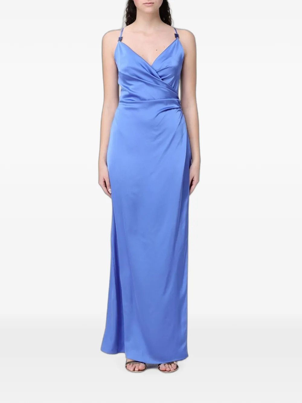 Hanita maxi lace-up satin dress - Blu