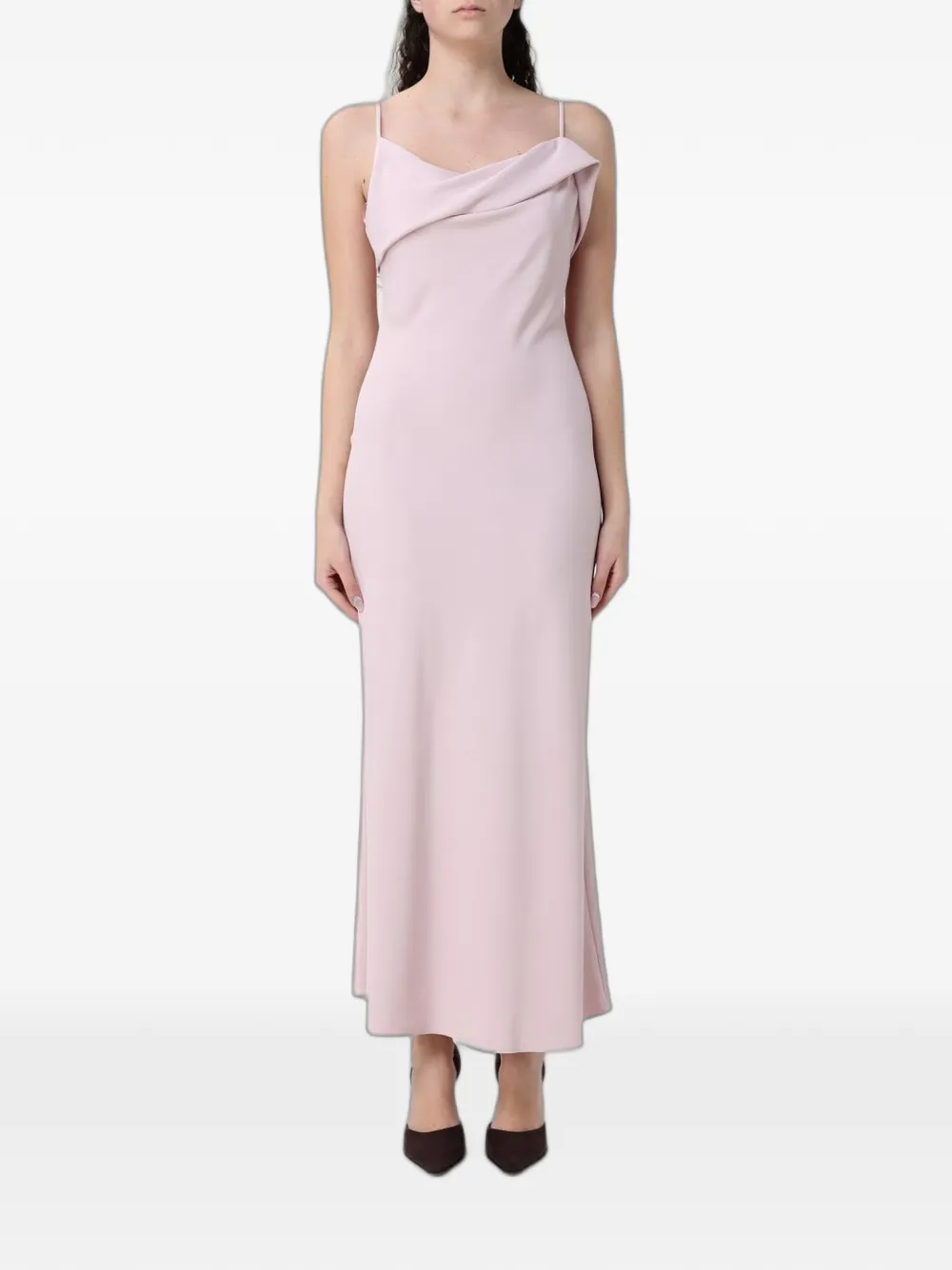 Hanita maxi asymmetric cowl-neck dress - Rosa