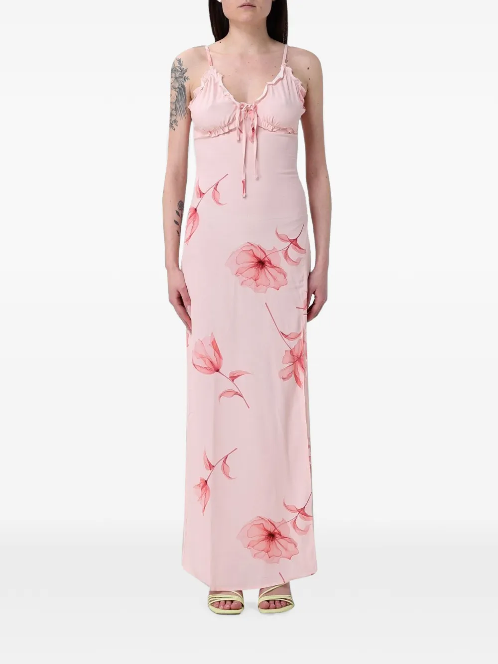 MAR DE MARGARITAS floral-print ruffled dress - Pink