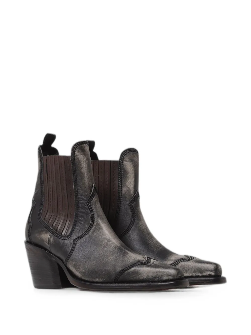 Magliano X DSQUARED2 distressed leather ankle boots Zwart