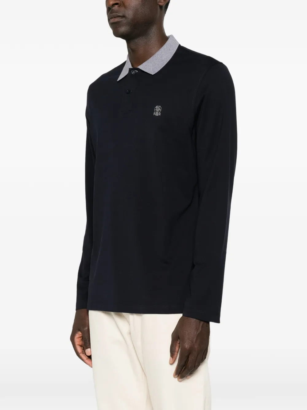 Brunello Cucinelli Poloshirt met lange mouwen Blauw