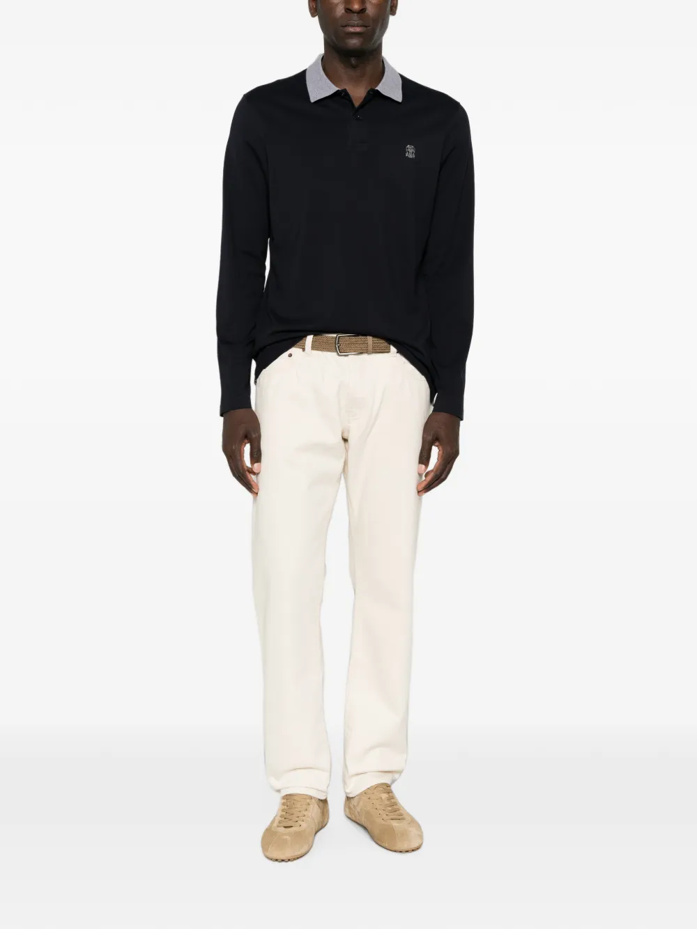 Brunello Cucinelli Poloshirt met lange mouwen Blauw