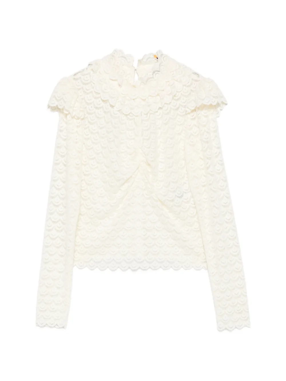 FARM Rio ruffled lace-knit blouse - Toni neutri