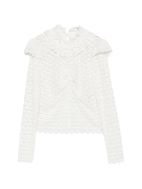 FARM Rio blusa tejida de encaje con volantes