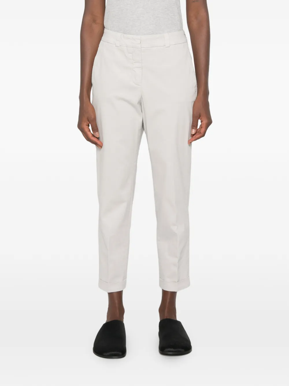 Peserico Cropped broek met omgeslagen pijpen Beige