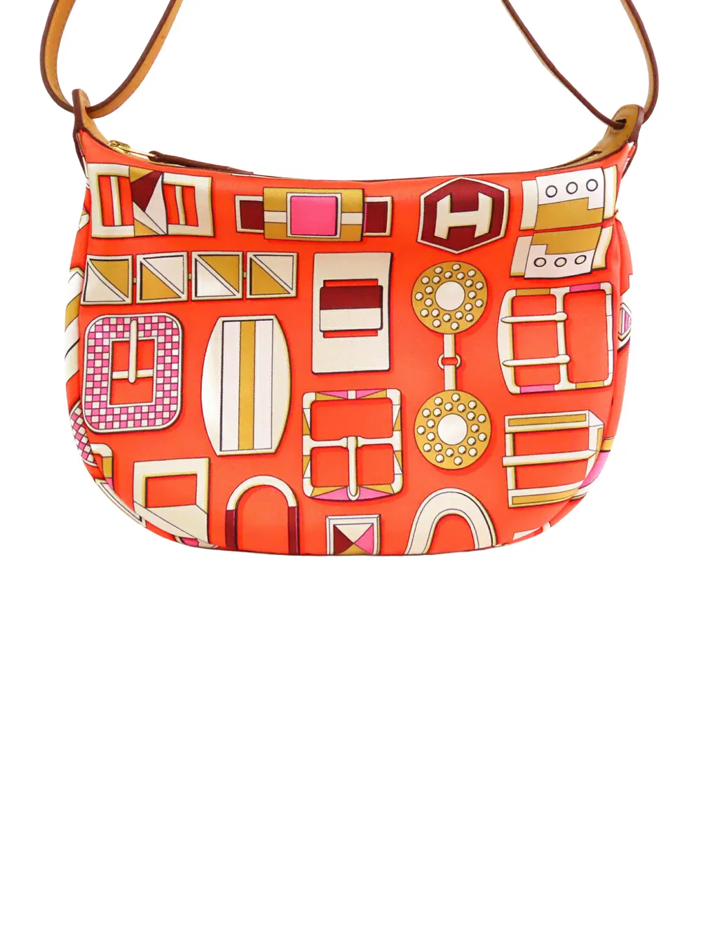 Hermès Pre-Owned 2024 Silk and Swift Carre En Boucles Sursoie To Go Pouch crossbody bag - Arancione