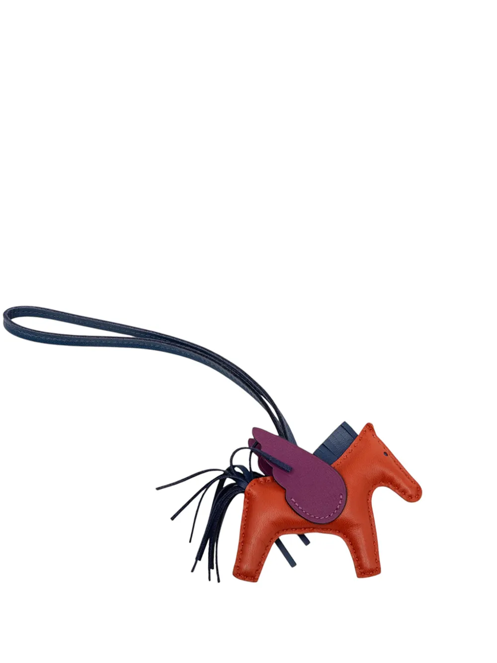 Hermès Pre-Owned 2021 Milo Lambskin and Swift Grigri Rodeo Pegase Bag Charm PM key chain - Arancione